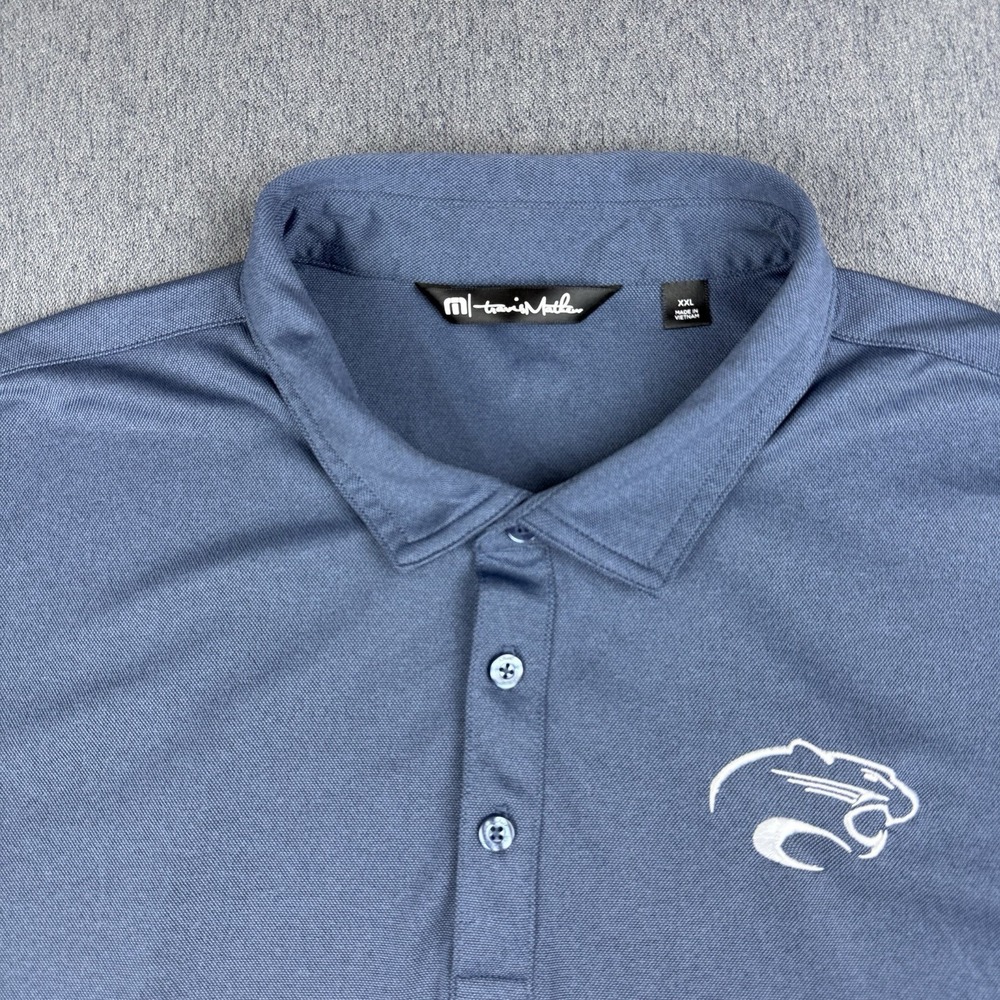 Travis Mathew Polo Shirt Mens 2XL XXL Blue Golf Performance Lightweight Athletic